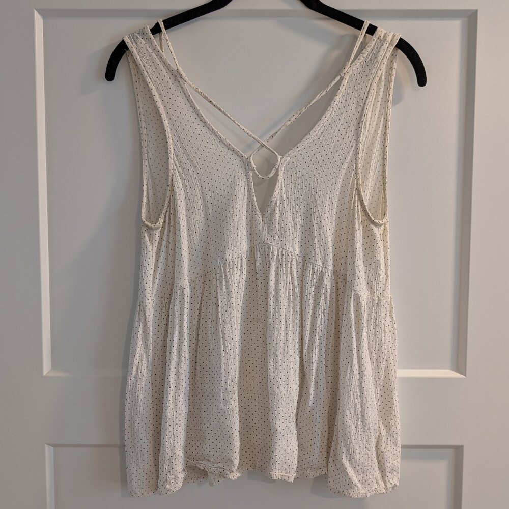 American Eagle Black and White Polka Dot Tank Top Blouse